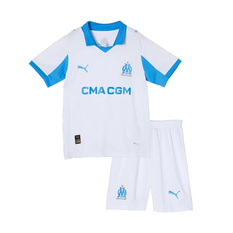 Kid's Marseille Home Soccer Jerseys Kit (Jersey+Shorts) 2025/26 Top Koszulki Pilka Sklep