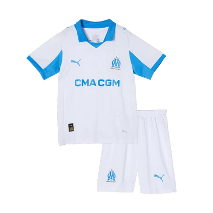 Kid's Marseille Home Soccer Jerseys Kit (Jersey+Shorts) 2025/26 Top Koszulki Pilka Sklep