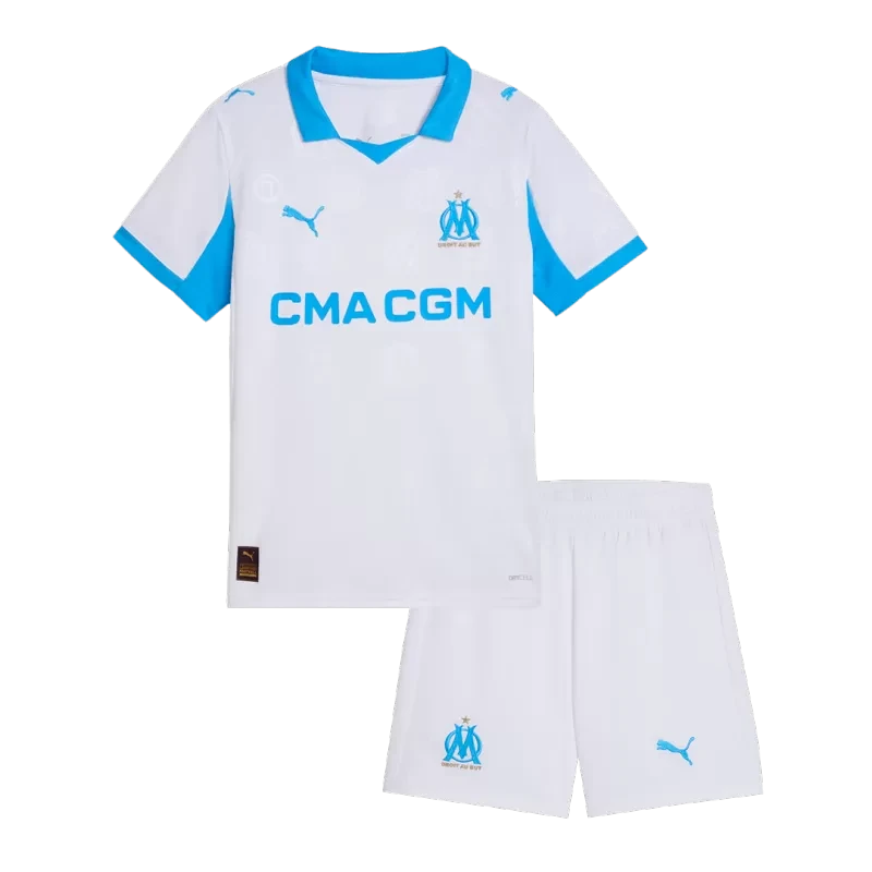 Kid's Marseille Home Soccer Jerseys Kit (Jersey+Shorts) 2025/26 Top Koszulki Pilka Sklep