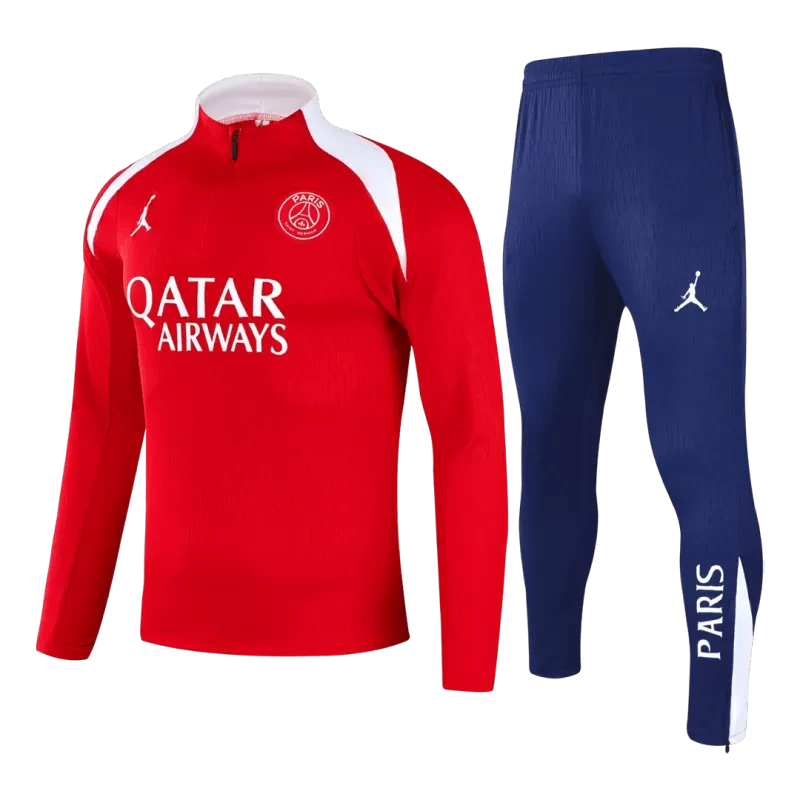 Kid's PSG 1/4 Zip Training Kit (Jacket+Pants) 2025/26 - Red Top Koszulki Pilka Sklep