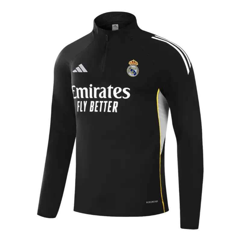 Kid's Real Madrid 1/4 Zip Training Kit (Jacket+Pants) 2025/26 - Black Top Koszulki Pilka Sklep