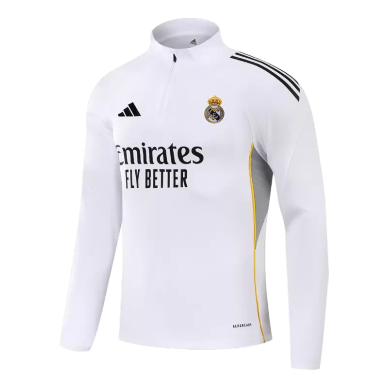 Kid's Real Madrid 1/4 Zip Training Kit (Jacket+Pants) 2025/26 - White Top Koszulki Pilka Sklep