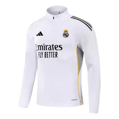 Kid's Real Madrid 1/4 Zip Training Kit (Jacket+Pants) 2025/26 - White Top Koszulki Pilka Sklep