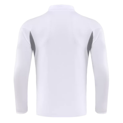 Kid's Real Madrid 1/4 Zip Training Kit (Jacket+Pants) 2025/26 - White Top Koszulki Pilka Sklep
