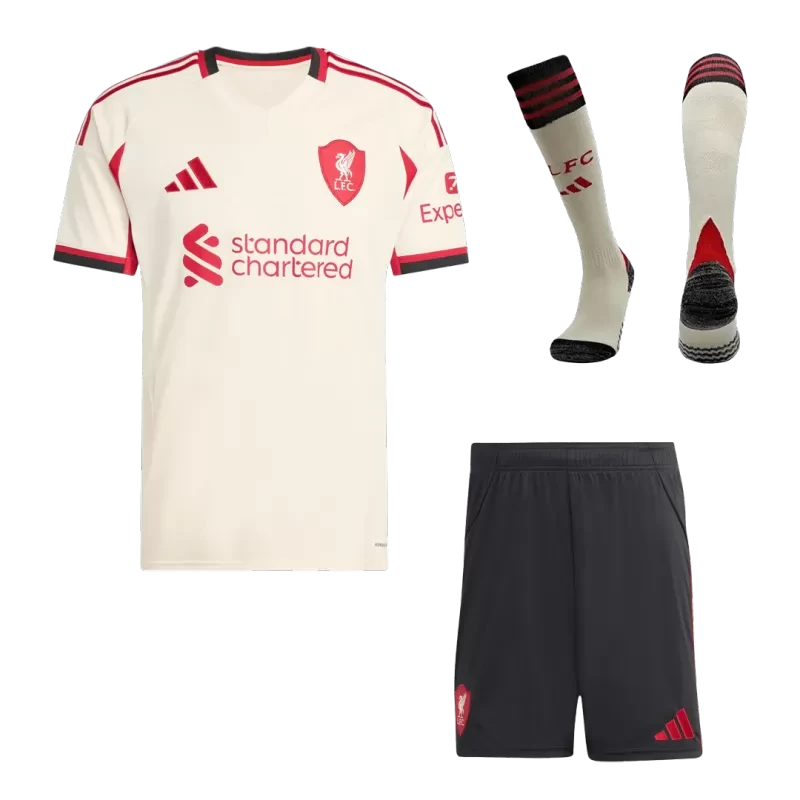 Liverpool Away Soccer Jersey Kit (Jersey+Shorts+Socks) 2025/26 Top Koszulki Pilka Sklep