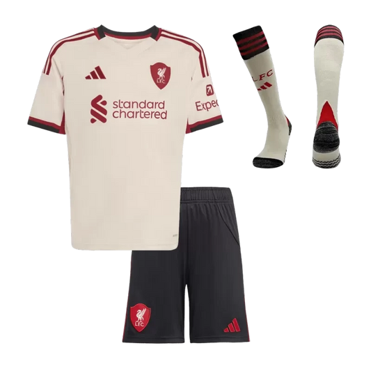 Kids Liverpool Away Soccer Jersey Kit (Jersey+Shorts+Socks) 2025/26 Top Koszulki Pilka Sklep