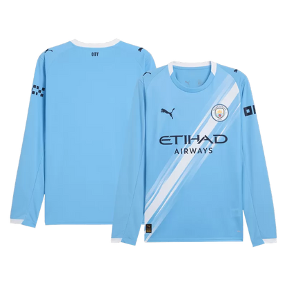 Manchester City Home Long Sleeve Soccer Jersey 2025/26 Top Koszulki Pilka Sklep
