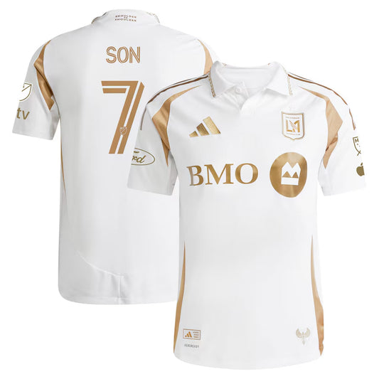 Player Version Men's LAFC #7 Son Heung-Min White 2025 Away - Slim Fit Top Koszulki Pilka Sklep