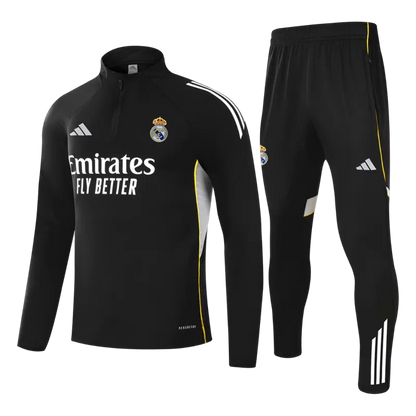 Real Madrid 1/4 Zip Tracksuit Kit (Jacket+Pants) 2025/26 - Black Top Koszulki Pilka Sklep