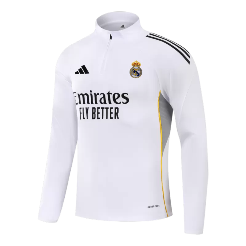 Real Madrid 1/4 Zip Tracksuit Kit (Jacket+Pants) 2025/26 - White Top Koszulki Pilka Sklep