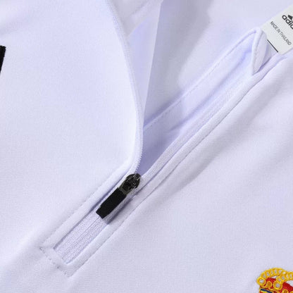 Real Madrid 1/4 Zip Tracksuit Kit (Jacket+Pants) 2025/26 - White Top Koszulki Pilka Sklep