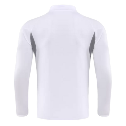 Real Madrid 1/4 Zip Tracksuit Kit (Jacket+Pants) 2025/26 - White Top Koszulki Pilka Sklep