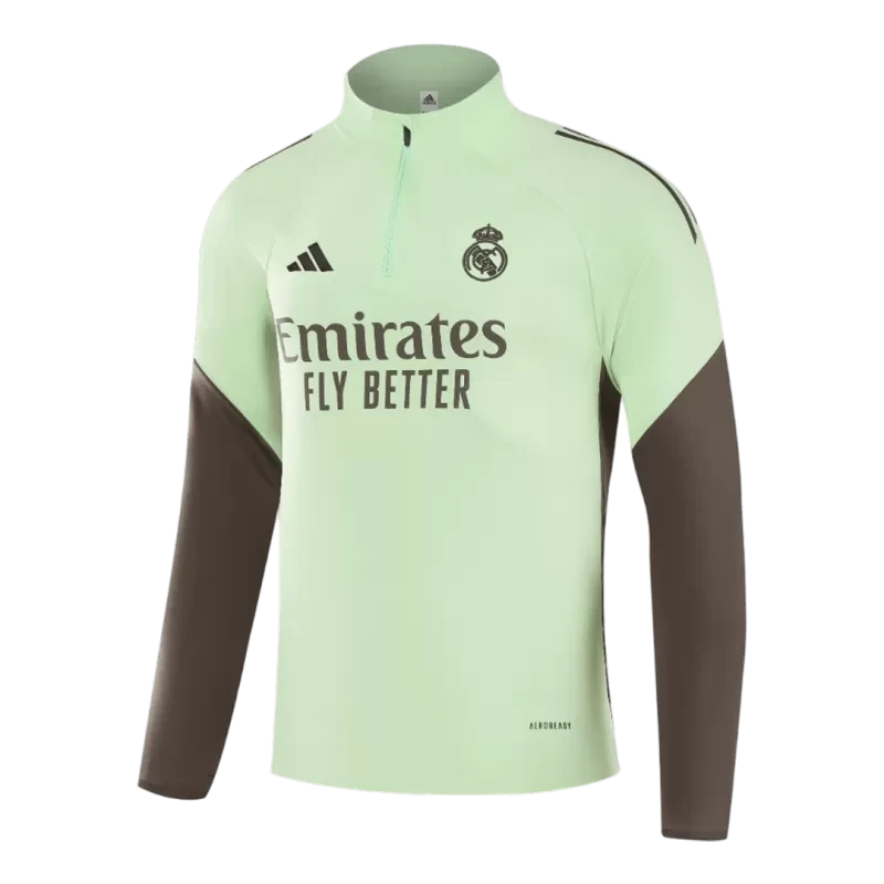 Kid's Real Madrid 1/4 Zip Training Kit (Jacket+Pants) 2025/26 - Green Top Koszulki Pilka Sklep