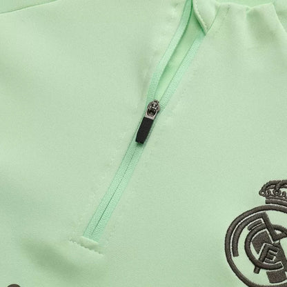 Kid's Real Madrid 1/4 Zip Training Kit (Jacket+Pants) 2025/26 - Green Top Koszulki Pilka Sklep