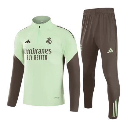 Kid's Real Madrid 1/4 Zip Training Kit (Jacket+Pants) 2025/26 - Green Top Koszulki Pilka Sklep