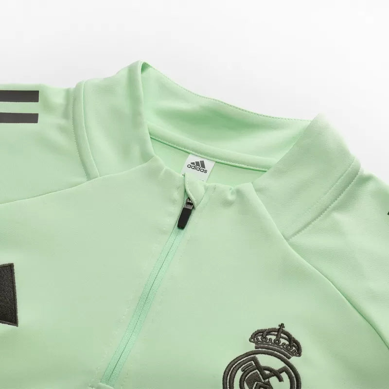 Kid's Real Madrid 1/4 Zip Training Kit (Jacket+Pants) 2025/26 - Green Top Koszulki Pilka Sklep
