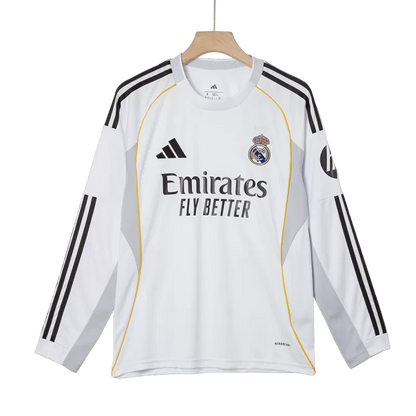 Real Madrid Home Long Sleeve Soccer Jersey 2025/26 Top Koszulki Pilka Sklep