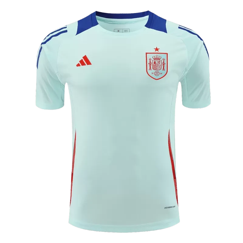 Koszulka piłkarska przedmeczowa Spain EURO 2024 – jasnoniebieska Top Koszulki Pilka Sklep