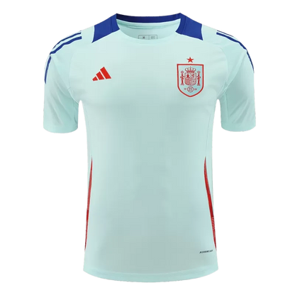 Koszulka piłkarska przedmeczowa Spain EURO 2024 – jasnoniebieska Top Koszulki Pilka Sklep