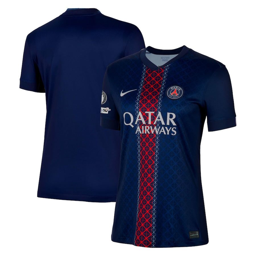 Damska koszulka meczowa PSG 2025-26 z odznaką Ligi Mistrzów i 10. rocznicy Fundacji UEFA Top Koszulki Pilka Sklep