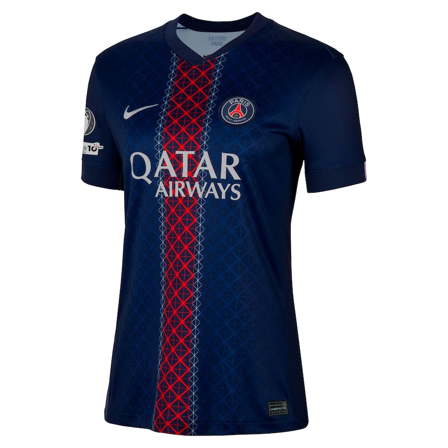 Damska koszulka meczowa PSG 2025-26 z odznaką Ligi Mistrzów i 10. rocznicy Fundacji UEFA Top Koszulki Pilka Sklep