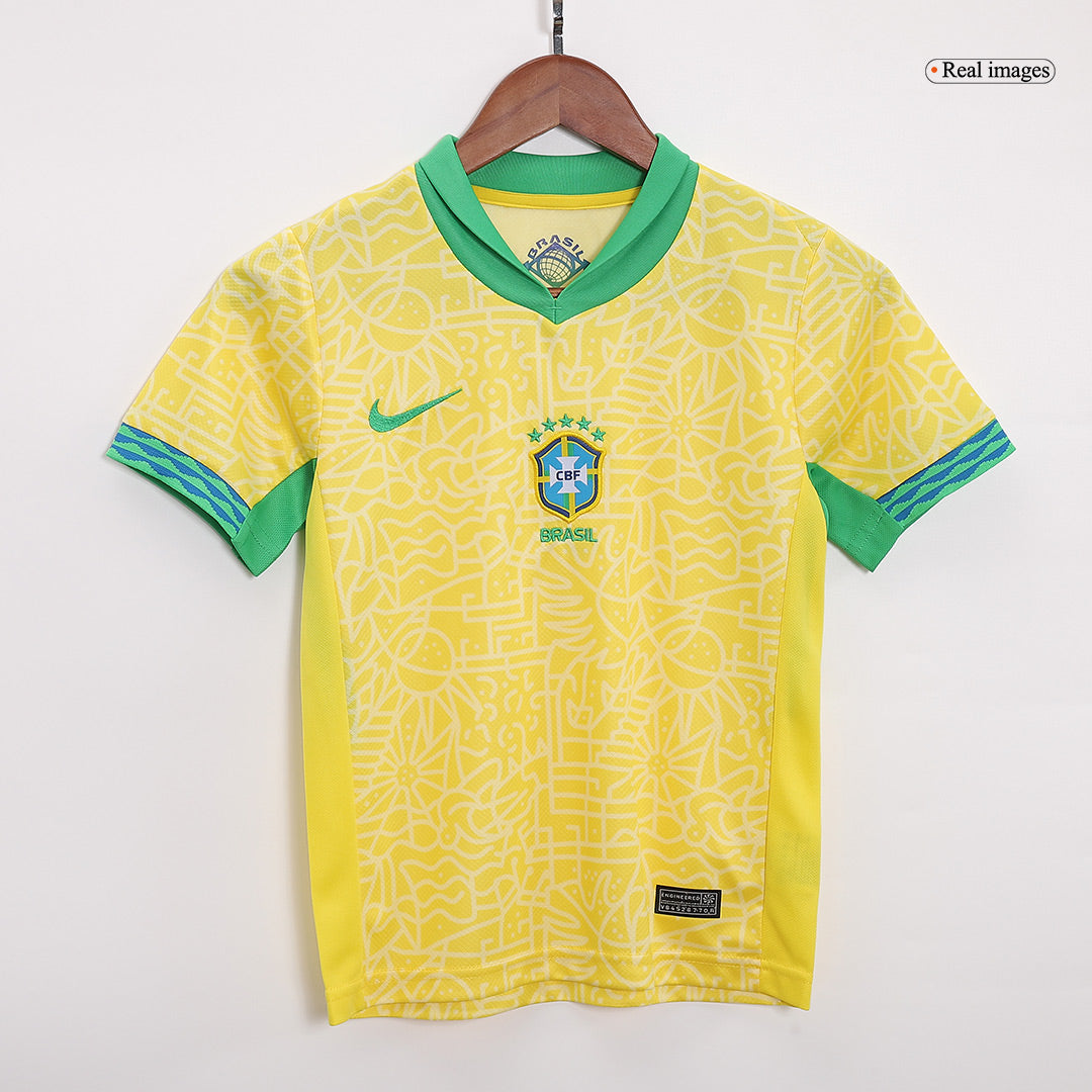 Kid's Brazil Home Jerseys Full Kit Copa América 2024