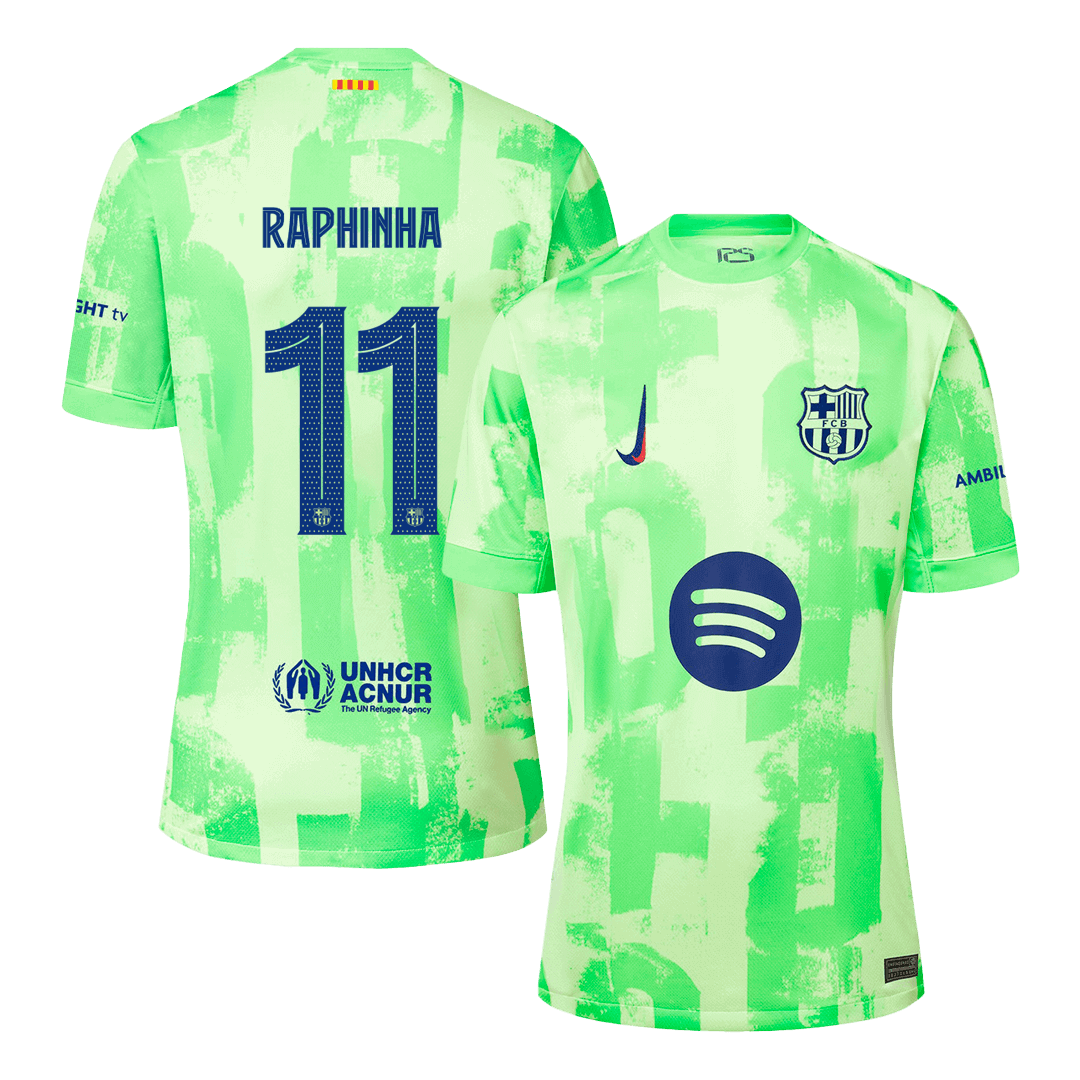 Barcelona Third Away Shirt 2024/25 RAPHINHA #11 - UCL (Spotify Logo Without Text)