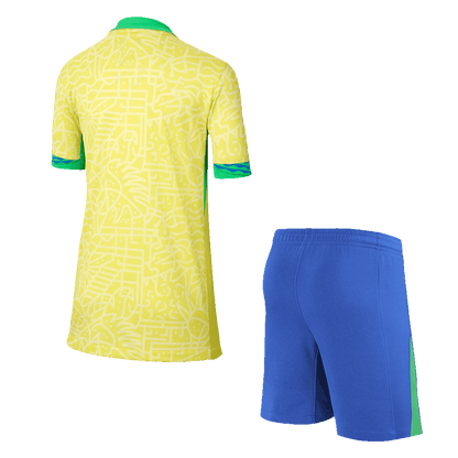 Kid's Brazil Home Jerseys Kit(Jersey+Shorts) Copa América 2024