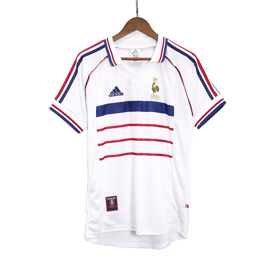 Hochwertiges Retro-Fußballtrikot für Herren aus dem Jahr 1998 (Auswärtstrikot Frankreich)