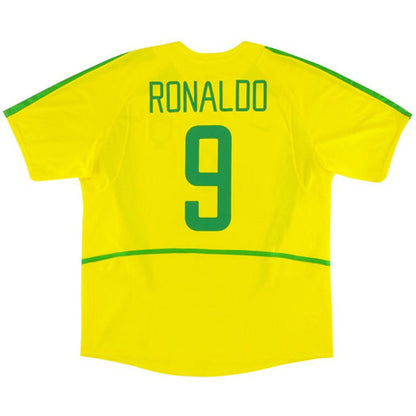Brazil RONALDO #9 Home Retro Soccer Jersey 2002/03