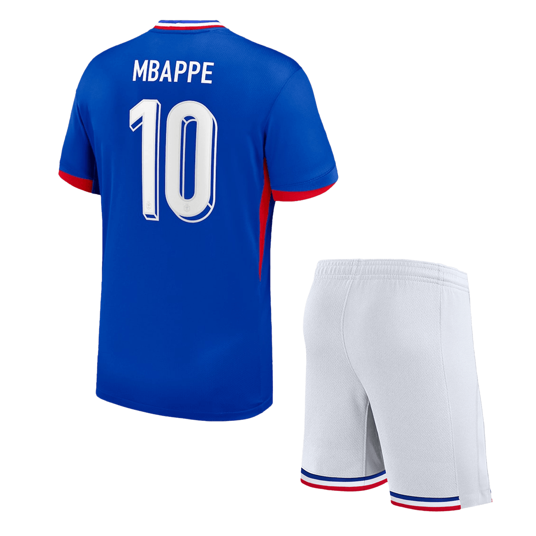 Dziecięcy France MBAPPE #10 Zestaw koszulek domowych (koszulka + spodenki) Euro 2024 Top Koszulki Pilka Sklep