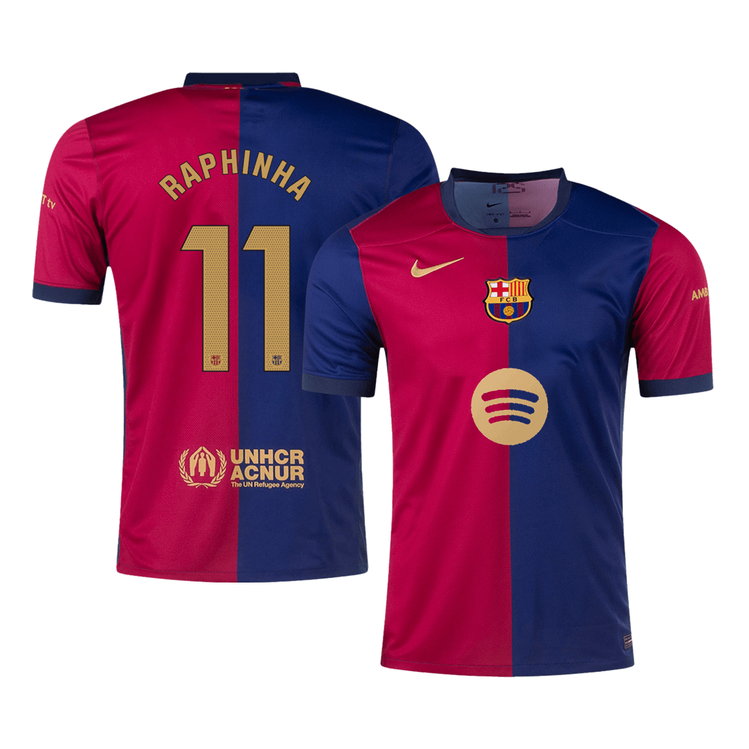 Barcelona 2024/25 RAPHINHA Heimtrikot #11 – Spotify-Logo ohne Text