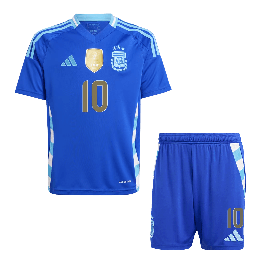 Kid's Argentina MESSI #10 Away Jerseys Kit(Jersey+Shorts) 2024