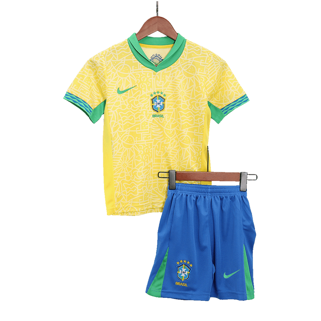 Kid's Brazil Home Jerseys Kit(Jersey+Shorts) Copa América 2024