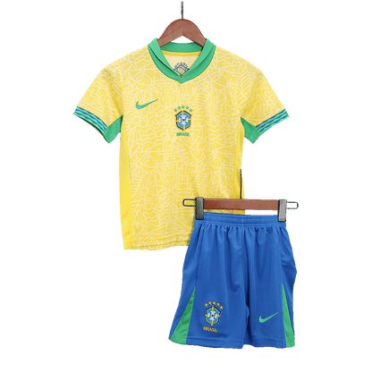 Kid's Brazil Home Jerseys Kit(Jersey+Shorts) Copa América 2024