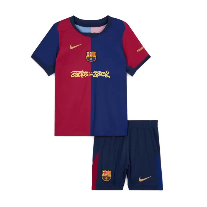 Dziecięce koszulki piłkarskie Barcelona X Travis Scott Home 2024/25 Top Koszulki Pilka Sklep