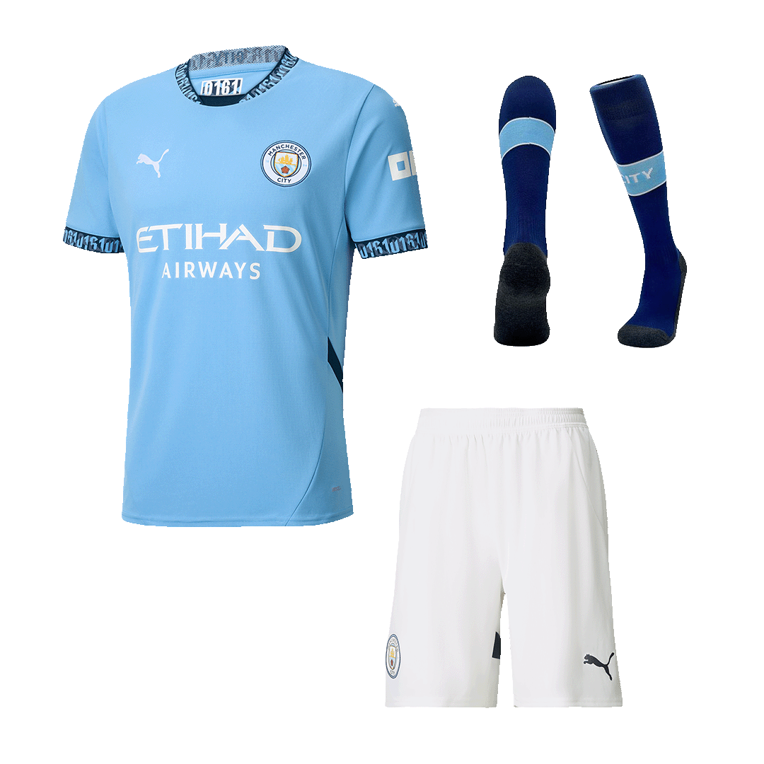 Hochwertiges Manchester City Heim-Fußballset für Herren (Trikot + Shorts + Socken) 2024/25