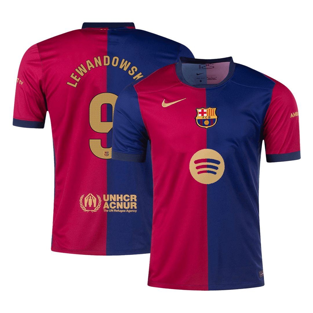 Barcelona Heimtrikot 2024/25 LEWANDOWSKI #9 – Spotify-Logo ohne Text