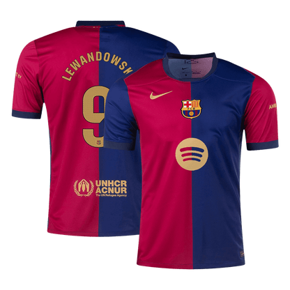 Koszulka Barcelona domowa 2024/25 LEWANDOWSKI #9 - Spotify Logo Without Text