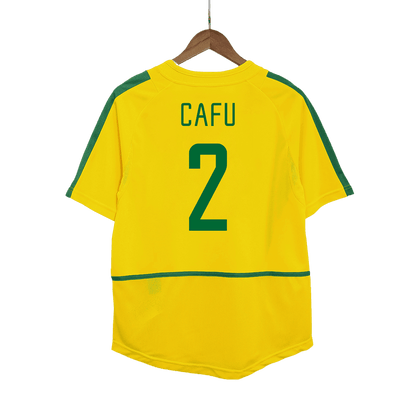 Brazil CAFU #2 Home Retro Soccer Jersey 2002/03