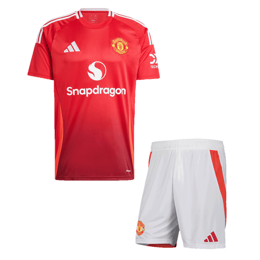 Męski zestaw domowych koszulek piłkarskich Manchester United (koszula + spodenki) 2024/25